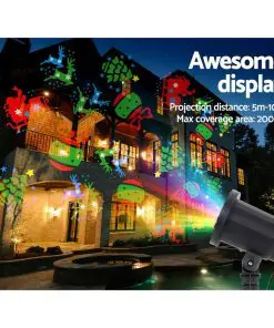 Jingle Jollys Pattern LED Laser Landscape Projector Light Lamp Christmas Party