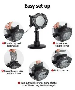 Jingle Jollys Pattern LED Laser Landscape Projector Light Lamp Christmas Party