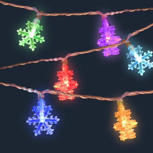 Jingle Jollys 20M Christmas Snowflake String Lights - Multi Colour