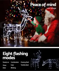 Jingle Jollys Christmas LED Motif Lights Rope Reindeer Waterproof Solar Powered