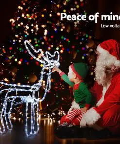 Jingle Jollys Christmas Reindeer LED Motif Lights Cold White