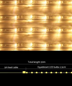 Jingle Jollys 50M Christmas Rope Lights 1200 LED Warm White