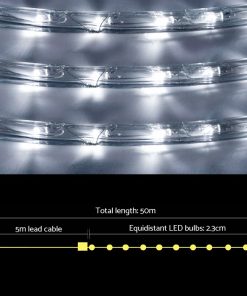 Jingle Jollys 50M Christmas Rope Lights 1200 LED Cold White