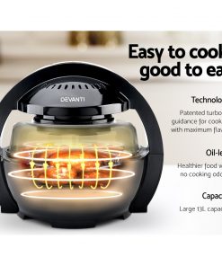 Devanti 13L Air Fryer Oven Cooker - Black & Red