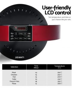 Devanti 13L Air Fryer Oven Cooker - Black & Red