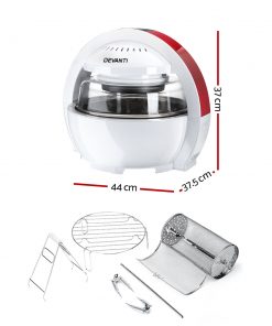 Devanti 13L Air Fryer Oven Cooker - White & Red