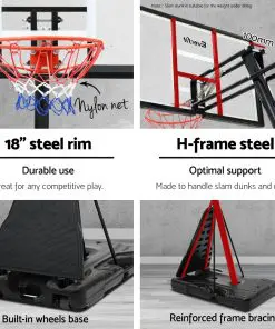 Everfit 3.05M Adjustable Portable Basketball Stand Hoop System Rim