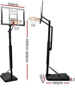 Everfit 3.05M Portable Basketball Stand System Height Adjustable Black