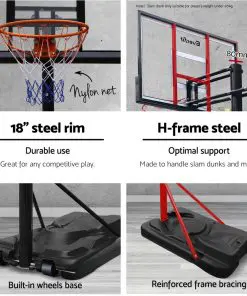 Everfit 3.05M Portable Basketball Stand System Height Adjustable Black