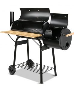 Grillz 2-in-1 Offset BBQ Smoker - Black