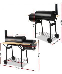 Grillz 2-in-1 Offset BBQ Smoker - Black
