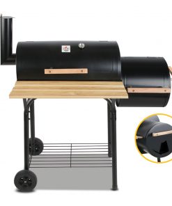 Grillz 2-in-1 Offset BBQ Smoker - Black