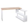 Artiss Rotary Corner Desk with Bookshelf – Brown & White