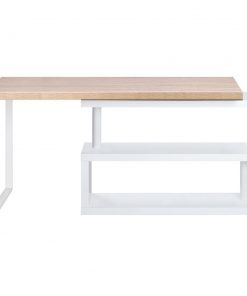 Artiss Rotary Corner Desk with Bookshelf - Brown & White