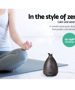 DEVANTI Aroma Diffuser Air Humidifier Dark Wood Grain 120ml