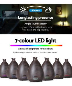 DEVANTI Aroma Diffuser Air Humidifier Dark Wood Grain 120ml