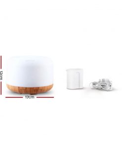 DEVANTI Aroma Diffuser Aromatherapy LED Night Light Air Humidifier Purifier Light Wood Grain 500ml
