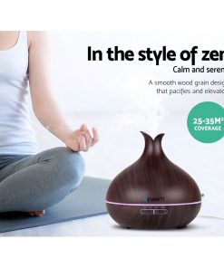 DEVANTI Aroma Diffuser Air Humidifier Dark Wood Grain 400ml