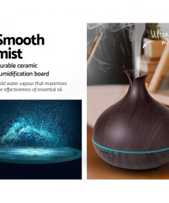 DEVANTI Aroma Diffuser Air Humidifier Dark Wood Grain 400ml