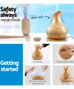 Devanti 400ml 4 in 1 Aroma Diffuser - Light Wood