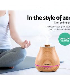 DEVANTi Aroma Diffuser Air Humidifier Light Wood Grain 400ml