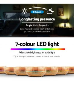 Devanti 200ml 4 in 1 Aroma Diffuser - Light Wood