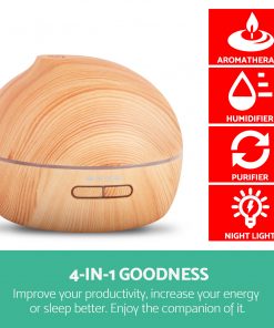 4 in 1 Ultrasonic Aroma Diffuser 300ml - Light Wood