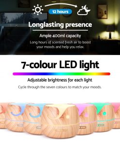 Aroma Diffuser Air Humidifier 400ml Light Wood Grain