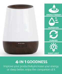 4 in 1 Ultrasonic Aroma Diffuser 500ml - Dark Wood