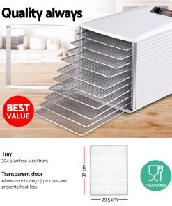Devanti Stainless Steel Commercial Food Dehydrator with 10 Trays