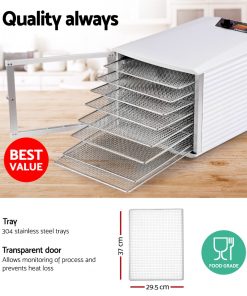DEVANTI Stainless Steel Commercial Food Dehydrator with 8 Trays