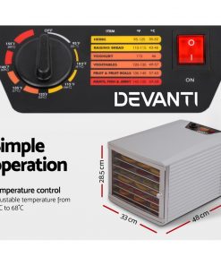 DEVANTI Stainless Steel Commercial Food Dehydrator with 8 Trays