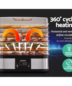 Devanti Food Dehydrator with 5 Trays - Silver