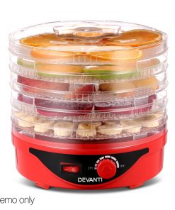 Devanti Food Dehydrator with 5 Trays - Red
