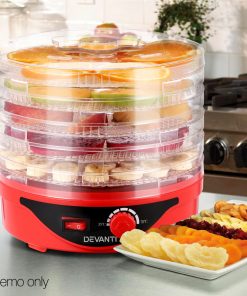 Devanti Food Dehydrator with 5 Trays - Red