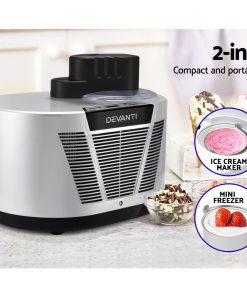 Devanti Self Cooling Ice Cream Maker - Silver