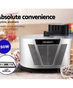 Devanti Self Cooling Ice Cream Maker - Silver