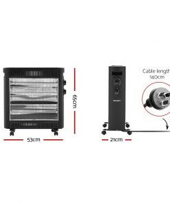 Devanti 2200W Infrared Radiant Heater Portable Electric Convection Heating Panel