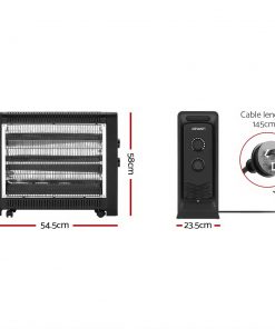 Devanti 2200W Electric Infrared Radiant Convection Panel Heater Portable
