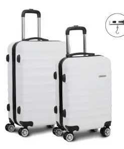 Wanderlite 2 Piece Lightweight Hard Suit Case Luggage White