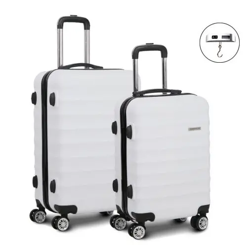 Wanderlite 2 Piece Lightweight Hard Suit Case Luggage White