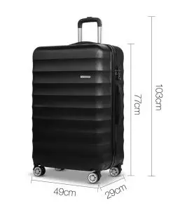 Wanderlite 3 Piece Lightweight Hard Suit Case Luggage Black