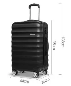 Wanderlite 3 Piece Lightweight Hard Suit Case Luggage Black