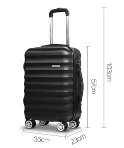Wanderlite 3 Piece Lightweight Hard Suit Case Luggage Black