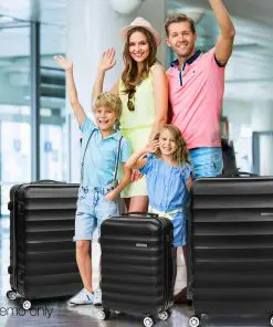 Wanderlite 3 Piece Lightweight Hard Suit Case Luggage Black