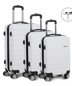 Wanderlite 3 Piece Lightweight Hard Suit Case Luggage White