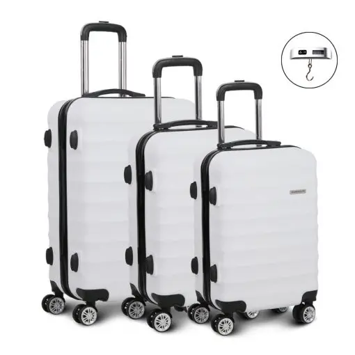 Wanderlite 3 Piece Lightweight Hard Suit Case Luggage White