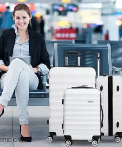 Wanderlite 3 Piece Lightweight Hard Suit Case Luggage White