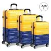 Wanderlite 3 Piece Lightweight Hard Suit Case Luggage Yellow & Purple Wanderlite 3 Piece Lightweight Hard Suit Case Luggage Yellow & Purple