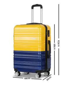 Wanderlite 3 Piece Lightweight Hard Suit Case Luggage Yellow & Purple